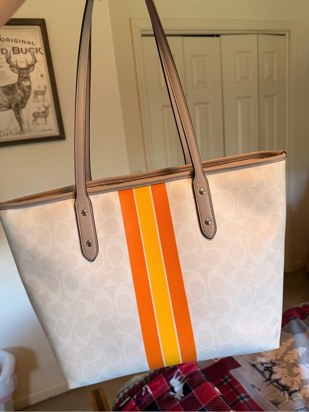Coach Varsity Stripe City Zip Tote - Picture 2 of 6